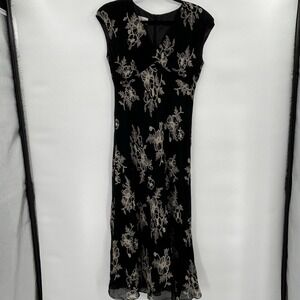 VTG Jones Wear Womens‎ Y2K 90s Dark Fairy Midi Dress Size 8 Black Whimsigoth